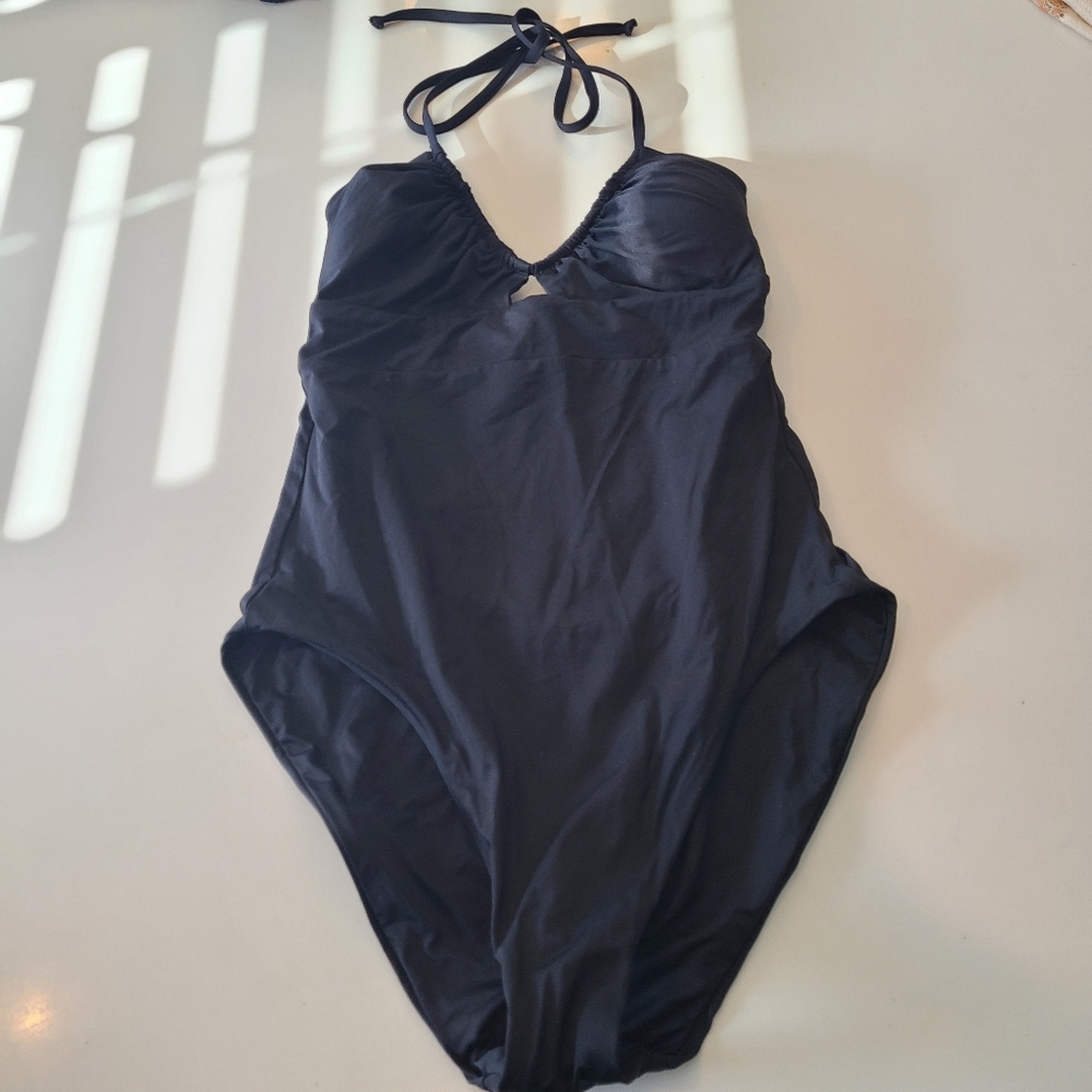 NWT Becca by Rebecca Virtue Black Swimsuit One Piece in Size Medium